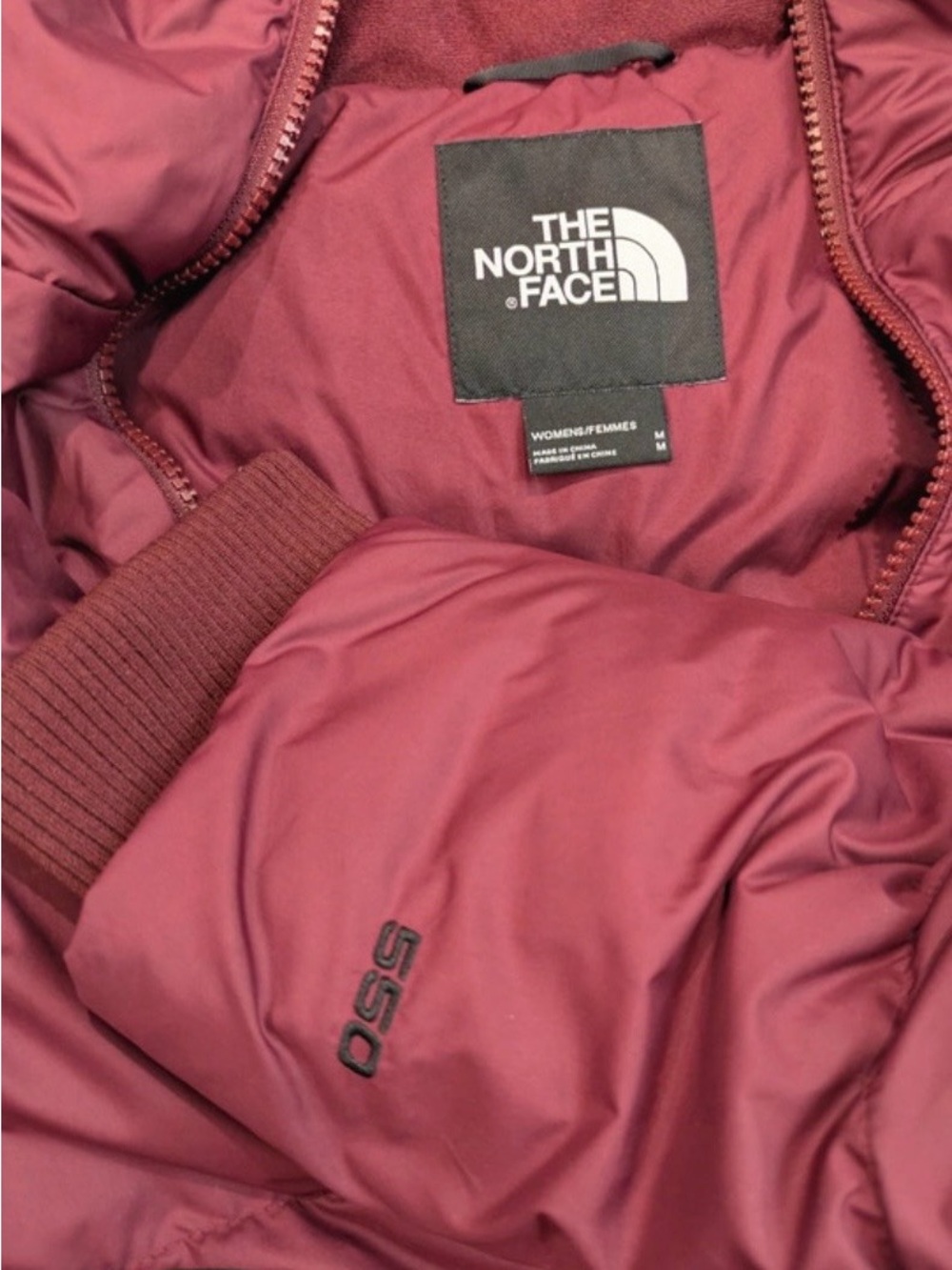 The North Face Burgundy Puffer Jacket 550 Size M - Picture 2 of 2